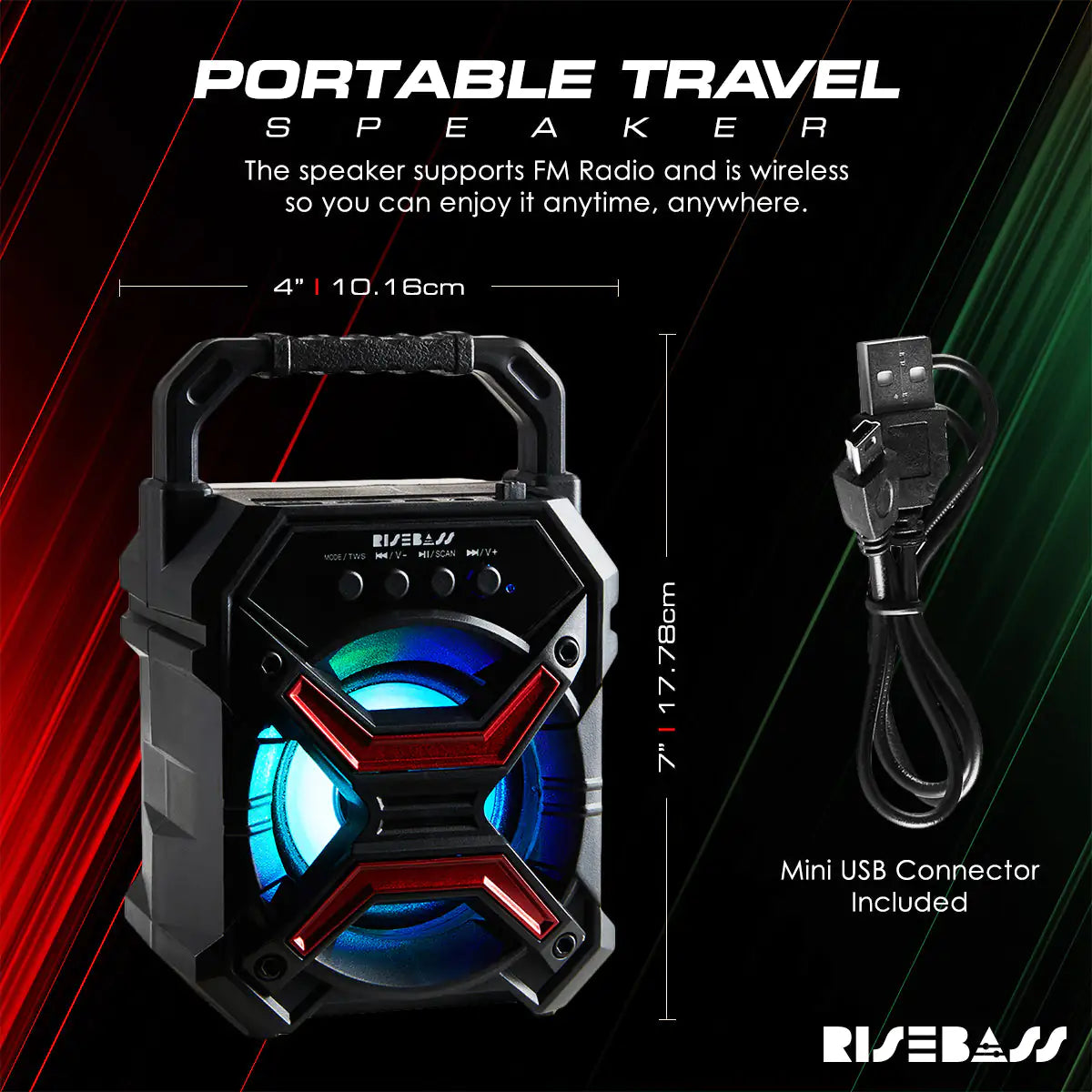 Risebass Portable Wireless Bluetooth Speaker